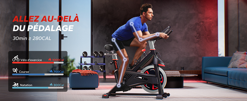 MERACH S38 V&eacute;lo d'exercice magn&eacute;tique, avec application auto-d&eacute;velopp&eacute;e, capacit&eacute; de charge 160kg & volant d'inertie 18kg, v&eacute;lo stationnaire pour salle de sport &agrave; domicile, Noir