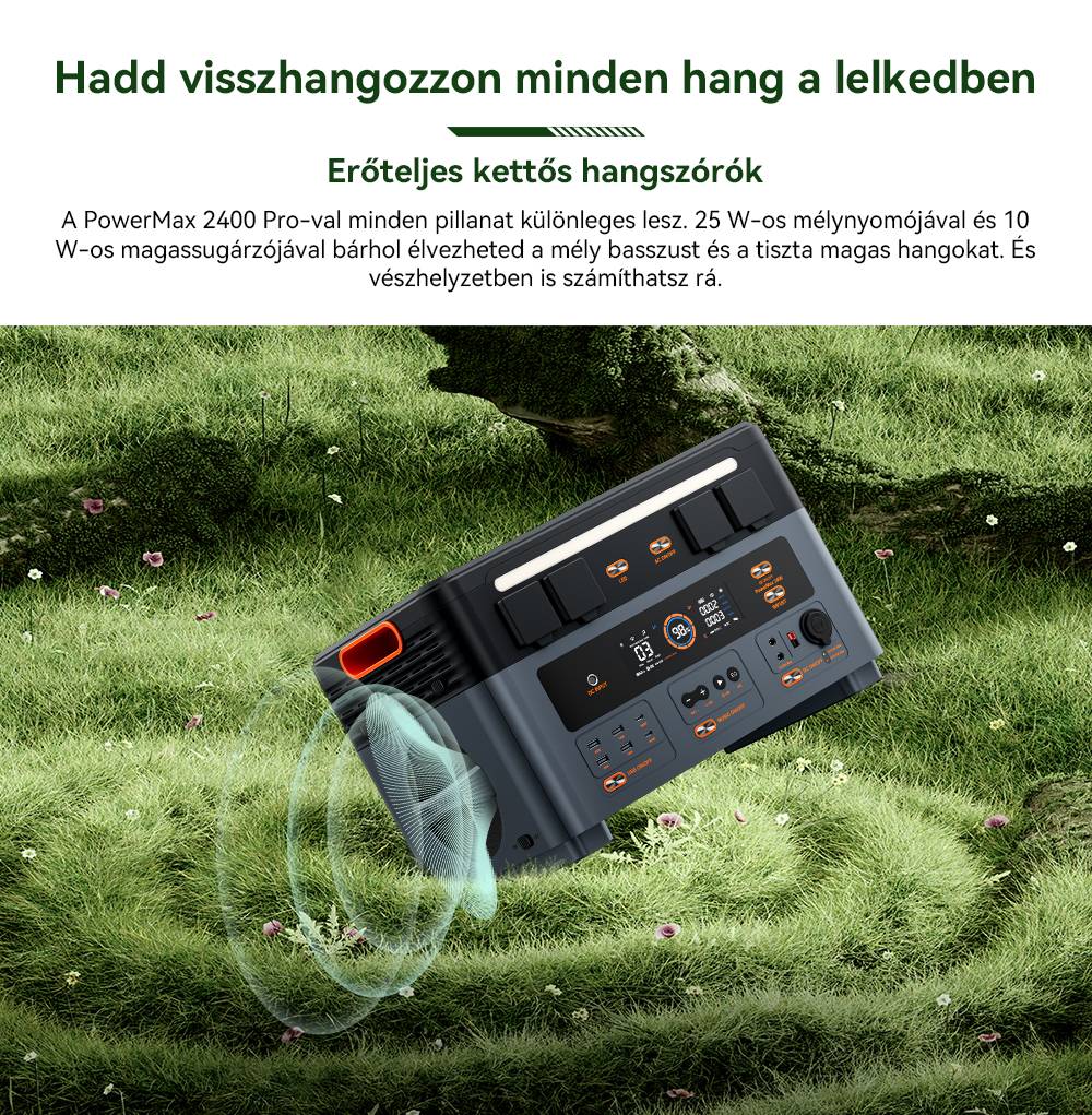 Blackview Oscal PowerMax 2400 Pro Hordozhat&oacute; Erőmű, 2016Wh 2400W, LiFePO4 3500+ ciklus, Dupla Hangsz&oacute;r&oacute;, 1.2H Gyorst&ouml;lt&eacute;s, Okos APP