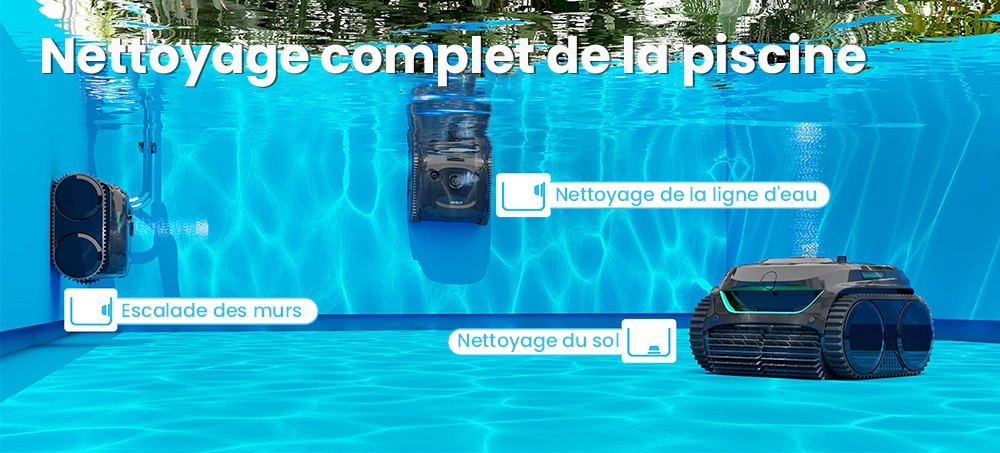 Aspirateur robot de piscine sans fil WYBOT C2, nettoyage des parois et des lignes de flottaison, double filtration de nettoyage, pour piscines creus&eacute;es jusqu'&agrave; 2512 pi2, noir vert