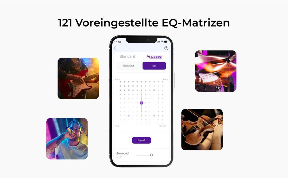 Ultimea Skywave F30 3.1.2 Soundbar, Dolby Atmos, App-Steuerung, 300 W Spitzenleistung, CEC-Funktion, Bluetooth 5.4, 10-Band-Grafik-Equalizer-Einstellungen, 121 voreingestellte EQ-Matrizen