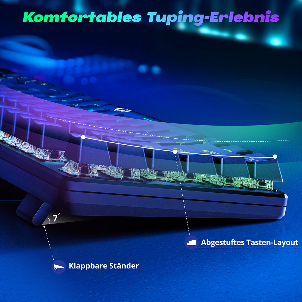 Mechanische Gaming-Tastatur Redragon K671-DE, Vollformat mit 105 Tasten, QWERTZ DE Layout, USB-C Kabelgebunden, Hot-Swap Schalter, RGB-Beleuchtung, Anti-Ghosting, Kompatibel mit Windows/macOS, Ideal f&uuml;r Gaming und B&uuml;ro