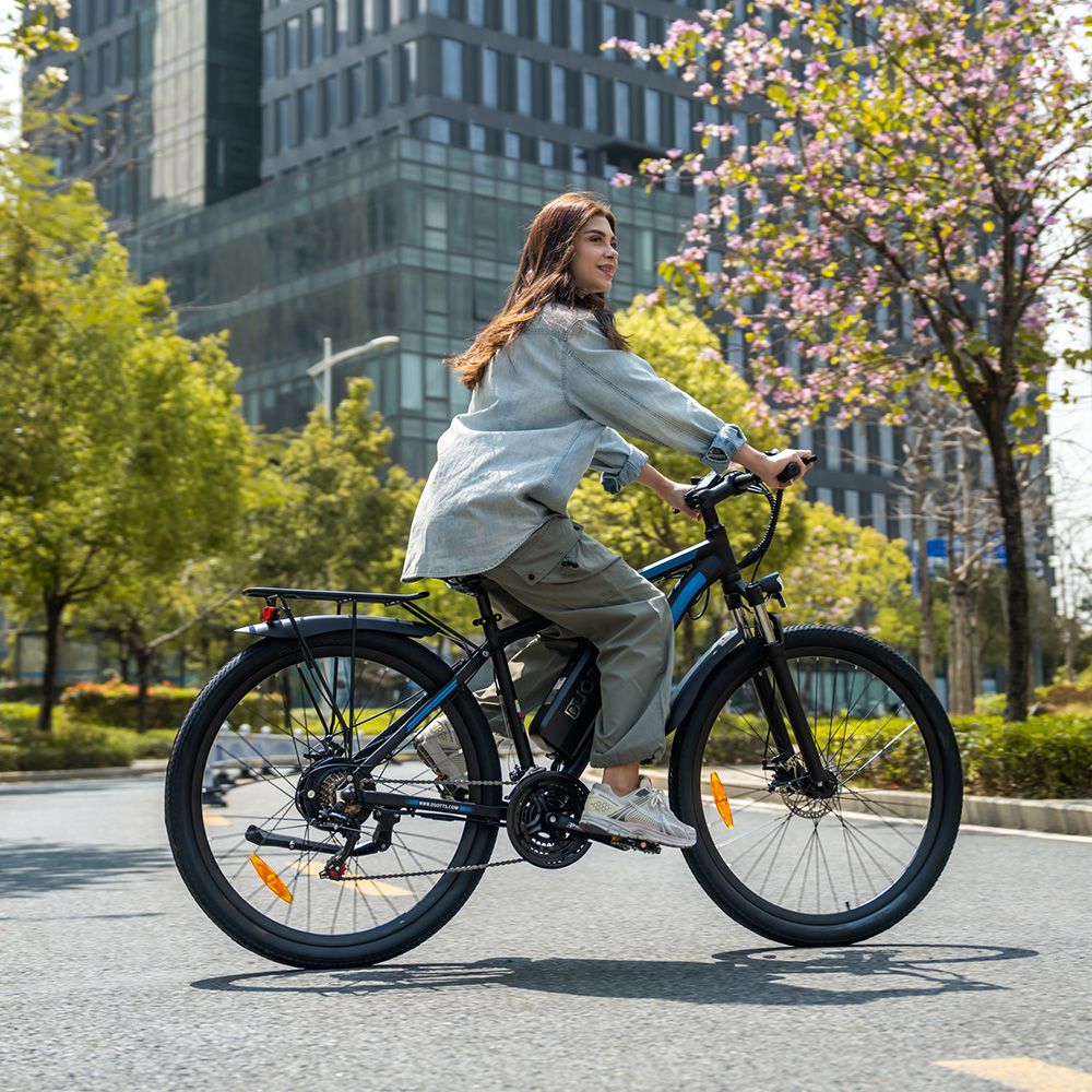 DUOTTS C29 V&eacute;lo &eacute;lectrique 750 W Roue 29 x 2,1 pouces Batterie 48 V 15 Ah Autonomie 50 km Vitesse maximale 50 km/h Shimano 21 vitesses V&eacute;lo de montagne &eacute;lectrique avec porte-bagages arri&egrave;re IP54 &Eacute;tanch&eacute;it&eacute; Smart APP - Noir