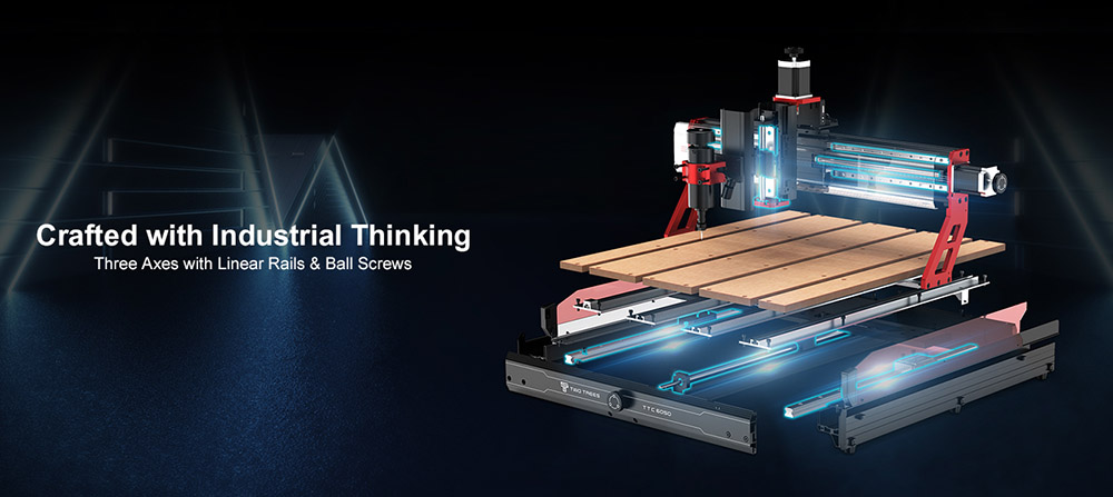 TWO TREES TTC6050 CNC Router Machine, 500W Spindle Motor, 4-Axis, 5000mm/min Speed, 600x500x100mm - EU Plug
