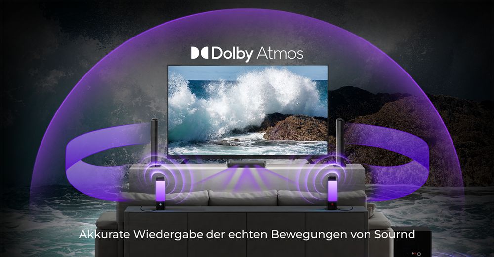 Ultimea Apollo S90 9.1-Kanal-Soundbar, Dolby Atmos, 470 W Spitzenleistung, RGB-Beleuchtung, App-Steuerung, 121 voreingestellte EQ-Matrizen, Bluetooth 5.3, abnehmbares Design