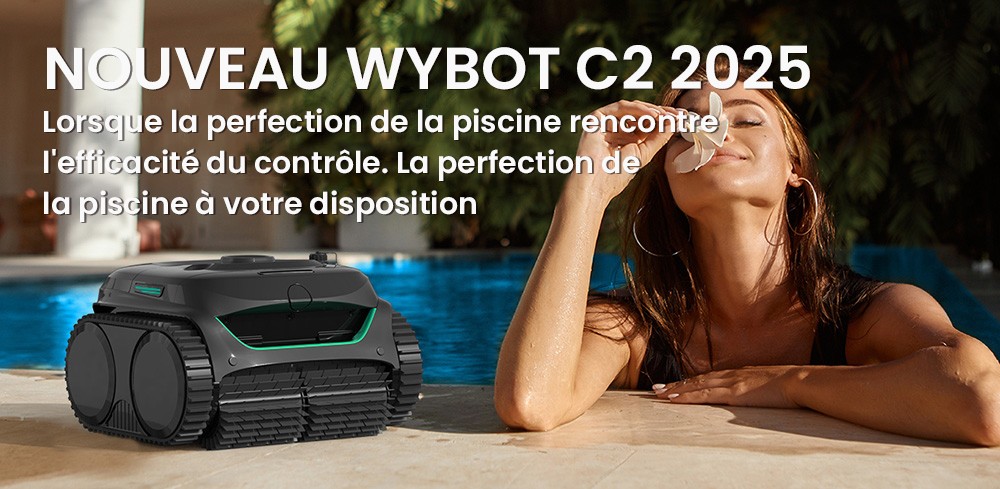 Aspirateur robot de piscine sans fil WYBOT C2, nettoyage des parois et des lignes de flottaison, double filtration de nettoyage, pour piscines creus&eacute;es jusqu'&agrave; 2512 pi2, noir vert