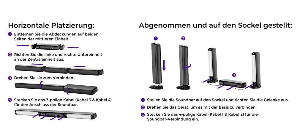Ultimea Apollo S90 9.1-Kanal-Soundbar, Dolby Atmos, 470 W Spitzenleistung, RGB-Beleuchtung, App-Steuerung, 121 voreingestellte EQ-Matrizen, Bluetooth 5.3, abnehmbares Design
