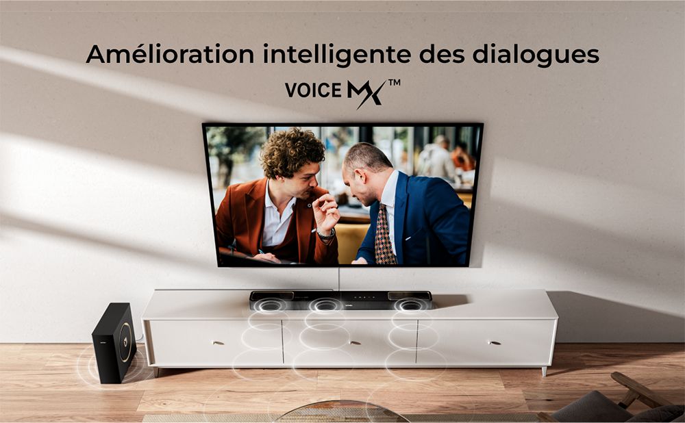 Ultimea Skywave F30 3.1.2 Barre de son, Dolby Atmos, contr&ocirc;le par application, puissance de cr&ecirc;te de 300 W, fonction CEC, Bluetooth 5.4, &eacute;galiseur graphique 10 bandes, 121 matrices d'&eacute;galisation pr&eacute;d&eacute;finies