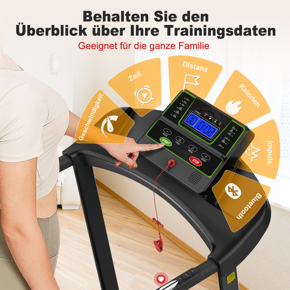 JK1608N-8 Laufband, 2,5 PS-Motor, LED-Display und 12 Trainingsprogramme