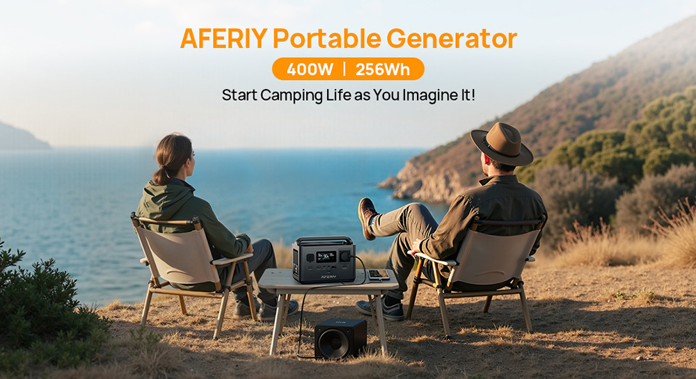 AFERIY P040 Portable Power Station, 400W 256Wh Outdoor Generator, 5 Outputs, 1.2H Full Charge, 3500+ Cycles LiFePO₄ Battery