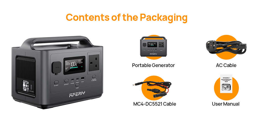 AFERIY P040 Portable Power Station, 400W 256Wh Outdoor Generator, 5 Outputs, 1.2H Full Charge, 3500+ Cycles LiFePO₄ Battery