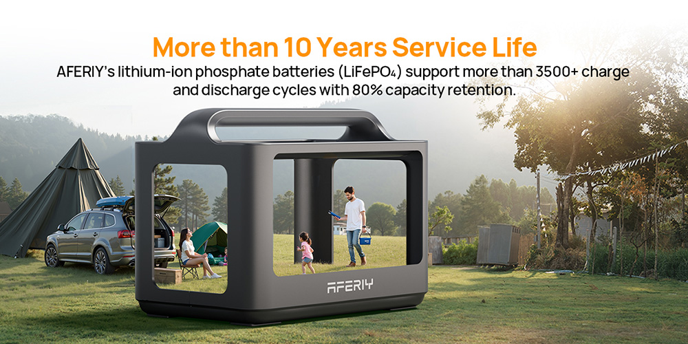 AFERIY P040 Portable Power Station, 400W 256Wh Outdoor Generator, 5 Outputs, 1.2H Full Charge, 3500+ Cycles LiFePO₄ Battery