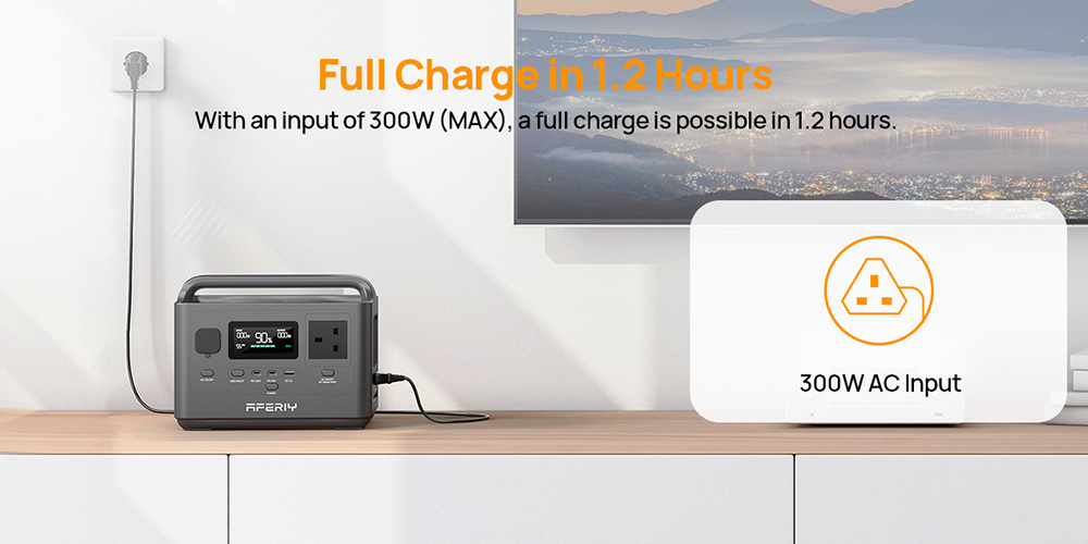 AFERIY P040 Portable Power Station, 400W 256Wh Outdoor Generator, 5 Outputs, 1.2H Full Charge, 3500+ Cycles LiFePO₄ Battery