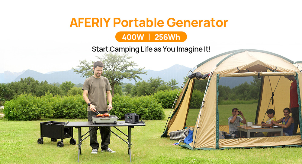 AFERIY P040 Portable Power Station, 400W 256Wh Outdoor Generator, 5 Outputs, 1.2H Full Charge, 3500+ Cycles LiFePO₄ Battery