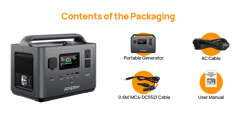 AFERIY P040 Portable Power Station, 400W 256Wh Outdoor Generator, 5 Outputs, 1.2H Full Charge, 3500+ Cycles LiFePO₄ Battery