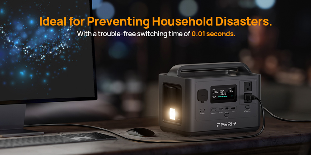 AFERIY P040 Portable Power Station, 400W 256Wh Outdoor Generator, 5 Outputs, 1.2H Full Charge, 3500+ Cycles LiFePO₄ Battery