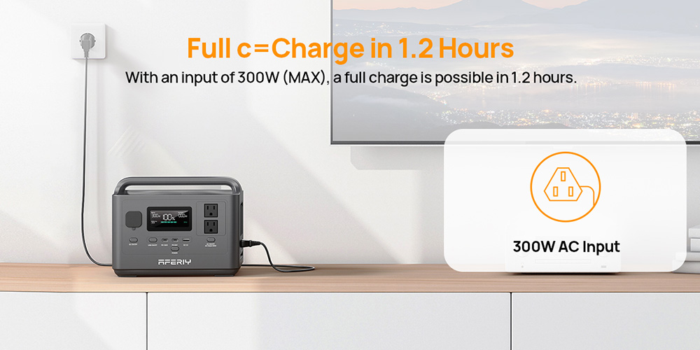 AFERIY P040 Portable Power Station, 400W 256Wh Outdoor Generator, 5 Outputs, 1.2H Full Charge, 3500+ Cycles LiFePO₄ Battery