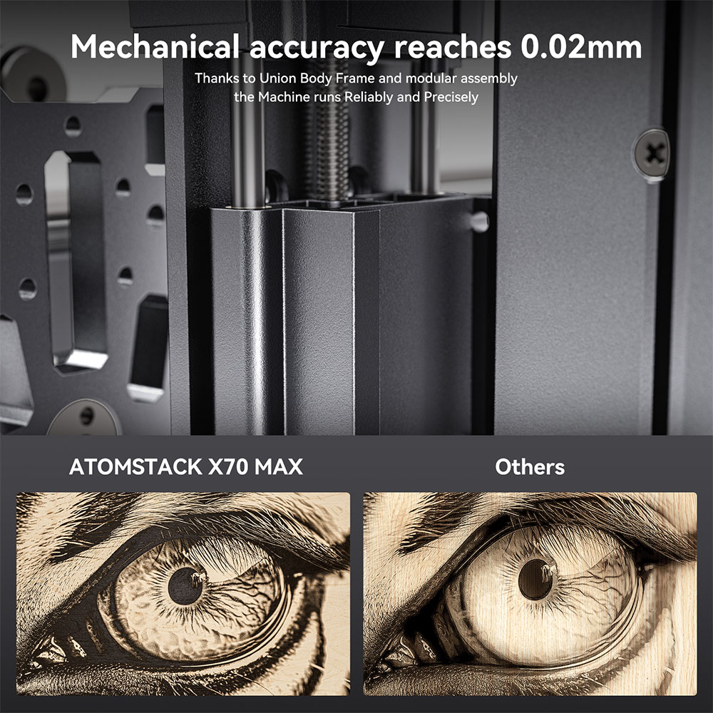 Laserový gravírovací stroj AtomStack X70 Max 70W, 0.02mm presnosť, automatické zaostrovanie, 800x850mm