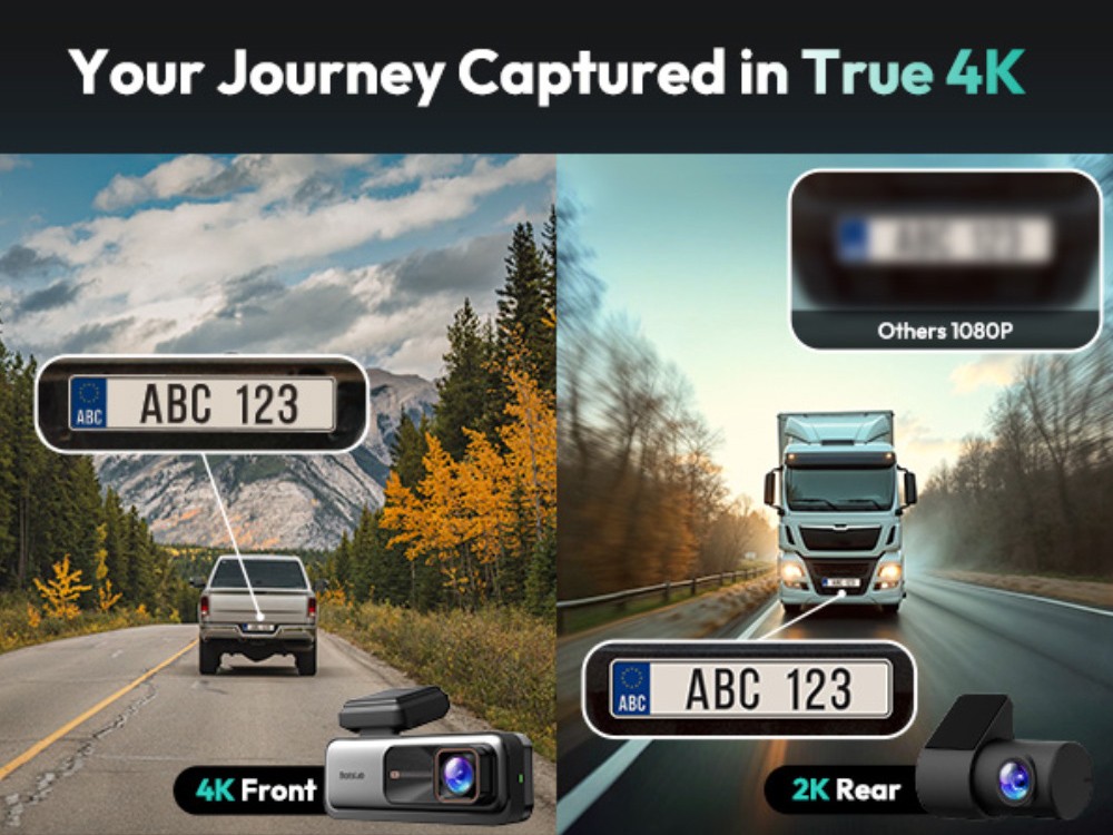 Botslab G980H Pro 4K aut&oacute;s kamera, első &eacute;s h&aacute;ts&oacute;, &eacute;jjell&aacute;t&oacute;, 170&deg; ultrasz&eacute;les l&aacute;t&oacute;sz&ouml;gű ADAS rendszerrel, 24/7 parkol&aacute;si m&oacute;d, Sony IMX415, ingyenes 64 GB-os SD-k&aacute;rtya, 5G/2.4G WiFi, GPS, hurokfelv&eacute;tel