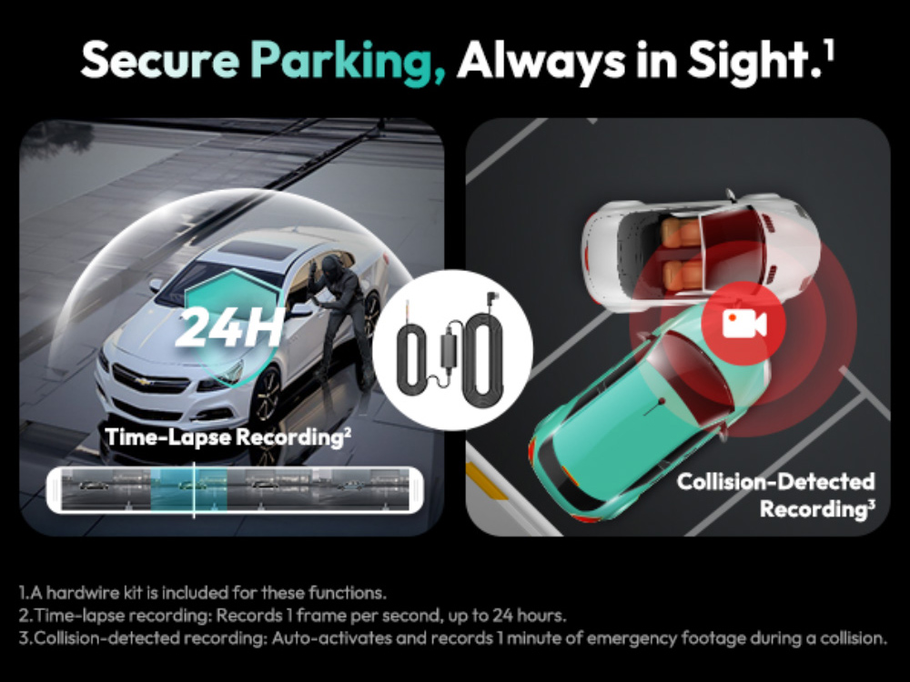 Botslab G980H Pro 4K aut&oacute;s kamera, első &eacute;s h&aacute;ts&oacute;, &eacute;jjell&aacute;t&oacute;, 170&deg; ultrasz&eacute;les l&aacute;t&oacute;sz&ouml;gű ADAS rendszerrel, 24/7 parkol&aacute;si m&oacute;d, Sony IMX415, ingyenes 64 GB-os SD-k&aacute;rtya, 5G/2.4G WiFi, GPS, hurokfelv&eacute;tel