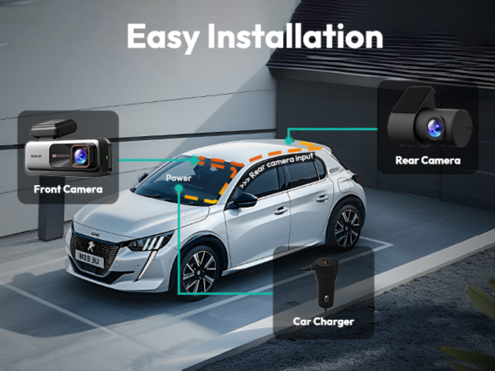 Botslab G980H Pro 4K aut&oacute;s kamera, első &eacute;s h&aacute;ts&oacute;, &eacute;jjell&aacute;t&oacute;, 170&deg; ultrasz&eacute;les l&aacute;t&oacute;sz&ouml;gű ADAS rendszerrel, 24/7 parkol&aacute;si m&oacute;d, Sony IMX415, ingyenes 64 GB-os SD-k&aacute;rtya, 5G/2.4G WiFi, GPS, hurokfelv&eacute;tel