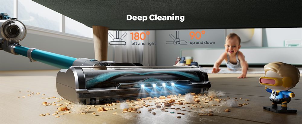 Buture VC60 Cordless Vacuum Cleaner, 450W 38kPa Powerful Suction, 55min Runtime, Home Floor Carpet Car Cleaning