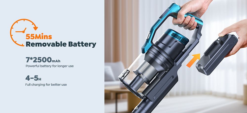 Buture VC60 Cordless Vacuum Cleaner, 450W 38kPa Powerful Suction, 55min Runtime, Home Floor Carpet Car Cleaning