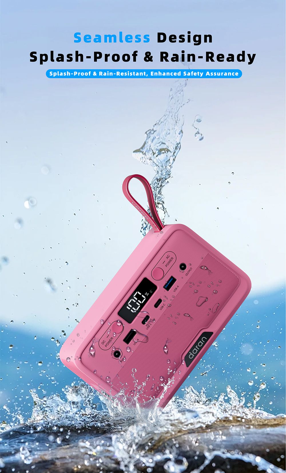 DaranEner YOUYO R100 100W prenosná napájacia stanica, 4x USB, 1x DC a 2x AC porty, 89.6Wh LiFePO4, LED & Compact