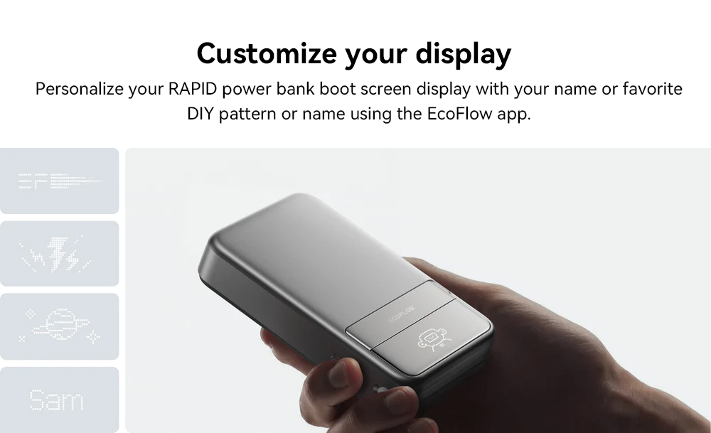 EcoFlow RAPID 10000mAh Magnetic Power Bank (without Charger), 65W Fast Charging, 15W Wireless Charging, Smart Digital Display, Built-in Stand, App Control