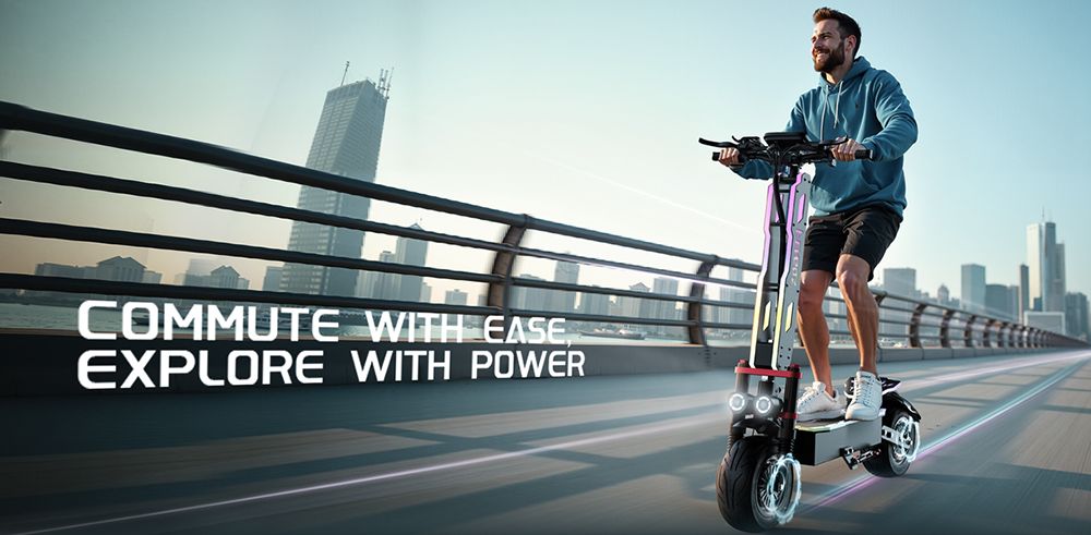 FENGQS GT9 Electric Scooter, 3500W*2 motor, 60V 38Ah batéria, 12 palcové pneumatiky, max. rýchlosť 80 km/h, dojazd 96 km, kotúčové brzdy, dvojitý systém odpruženia, inteligentný displej