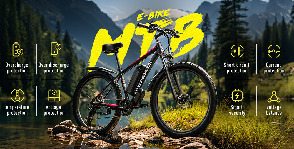 Elektrický bicykel FENGQS Q8, 750W motor, 48V 17,5Ah batéria, 27.5 palcové pneumatiky, max. rýchlosť 50 km/h, dojazd 85 km, hydraulické kotúčové brzdy, 21 rýchlostí - modrý