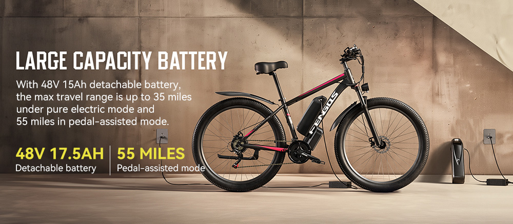 FENGQS Q8 Electric Bike, 750W Motor, 48V 17,5Ah batéria, 27.5 palcové pneumatiky, max. rýchlosť 50 km/h, dojazd 85 km, hydraulické kotúčové brzdy, 21 rýchlostí - modrý