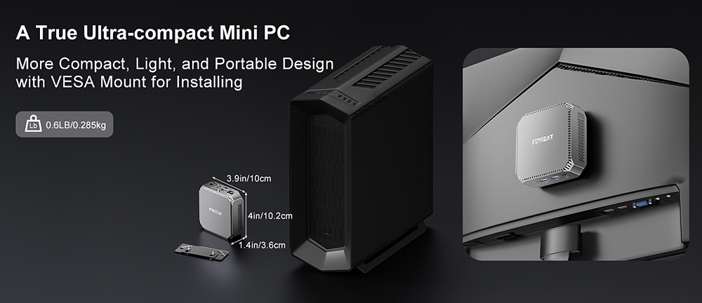 FIREBAT T2 Mini PC, Intel N150 4 jadrá max. 3,6 GHz, 16 GB RAM 512 GB SSD, DP + HDMI 4K Dual Screen Display, WiFi 5 Bluetooth 4.2, 2*USB3.2, 2*USB2.0, 1*LAN, 1*Audio