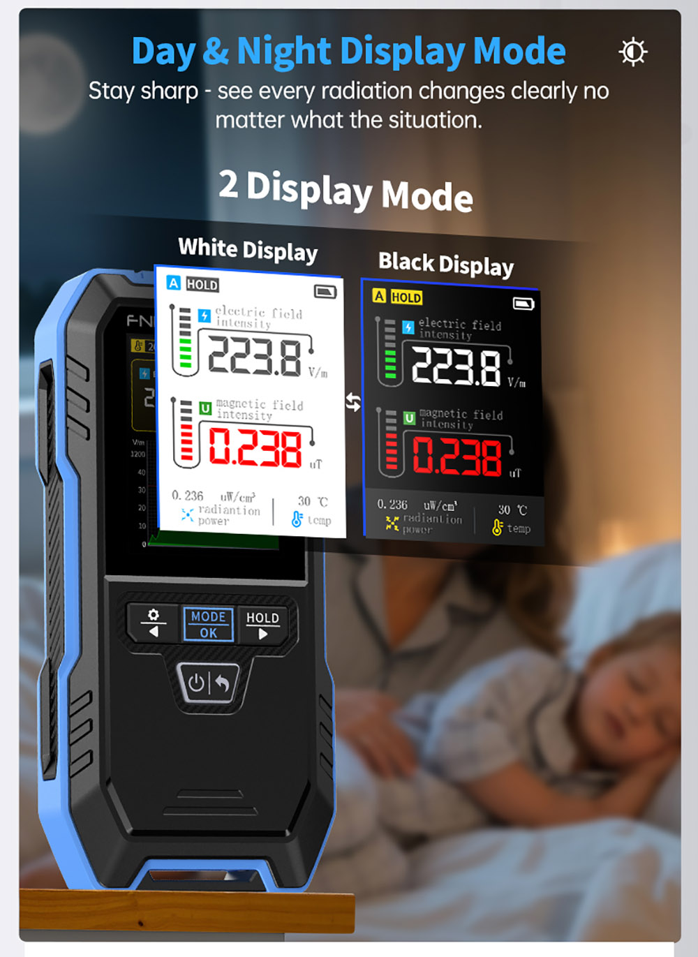 FNIRSI ERD-10 EMF Meter, 4-in-1 Electromagnetic Field Detector with Curve Mode, RF & Radiation Tester for Home, Office, Ghost Hunting