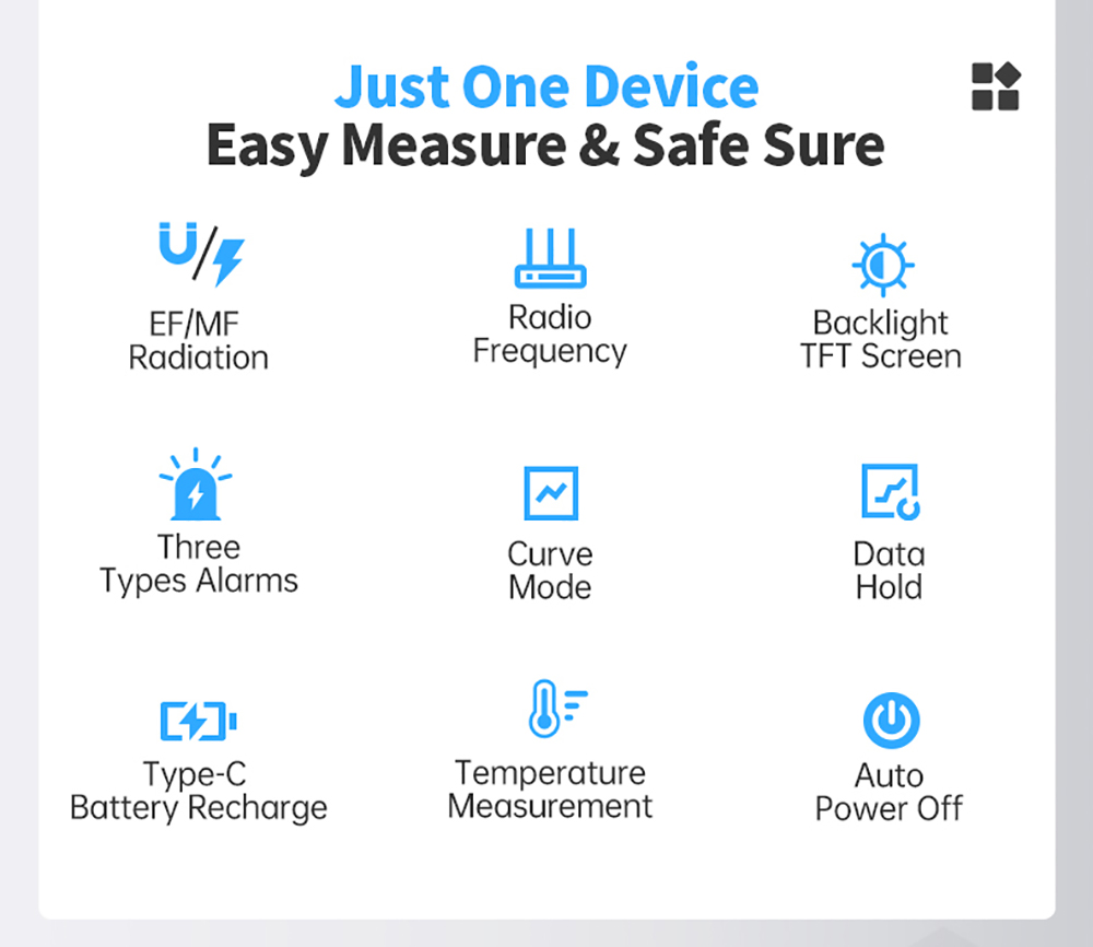 FNIRSI ERD-10 EMF Meter, 4-in-1 Electromagnetic Field Detector with Curve Mode, RF & Radiation Tester for Home, Office, Ghost Hunting