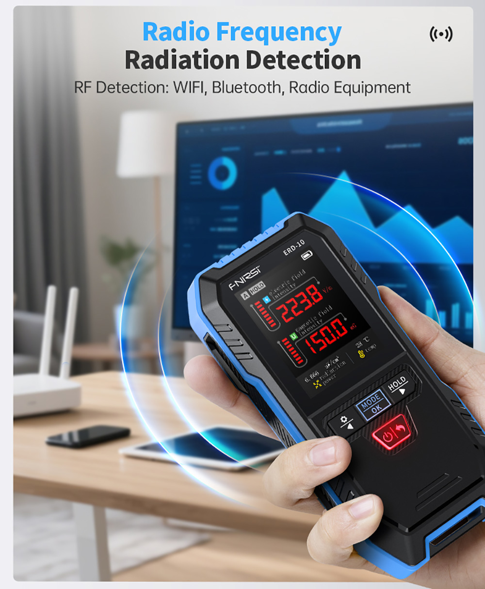 FNIRSI ERD-10 EMF Meter, 4-in-1 Electromagnetic Field Detector with Curve Mode, RF & Radiation Tester for Home, Office, Ghost Hunting