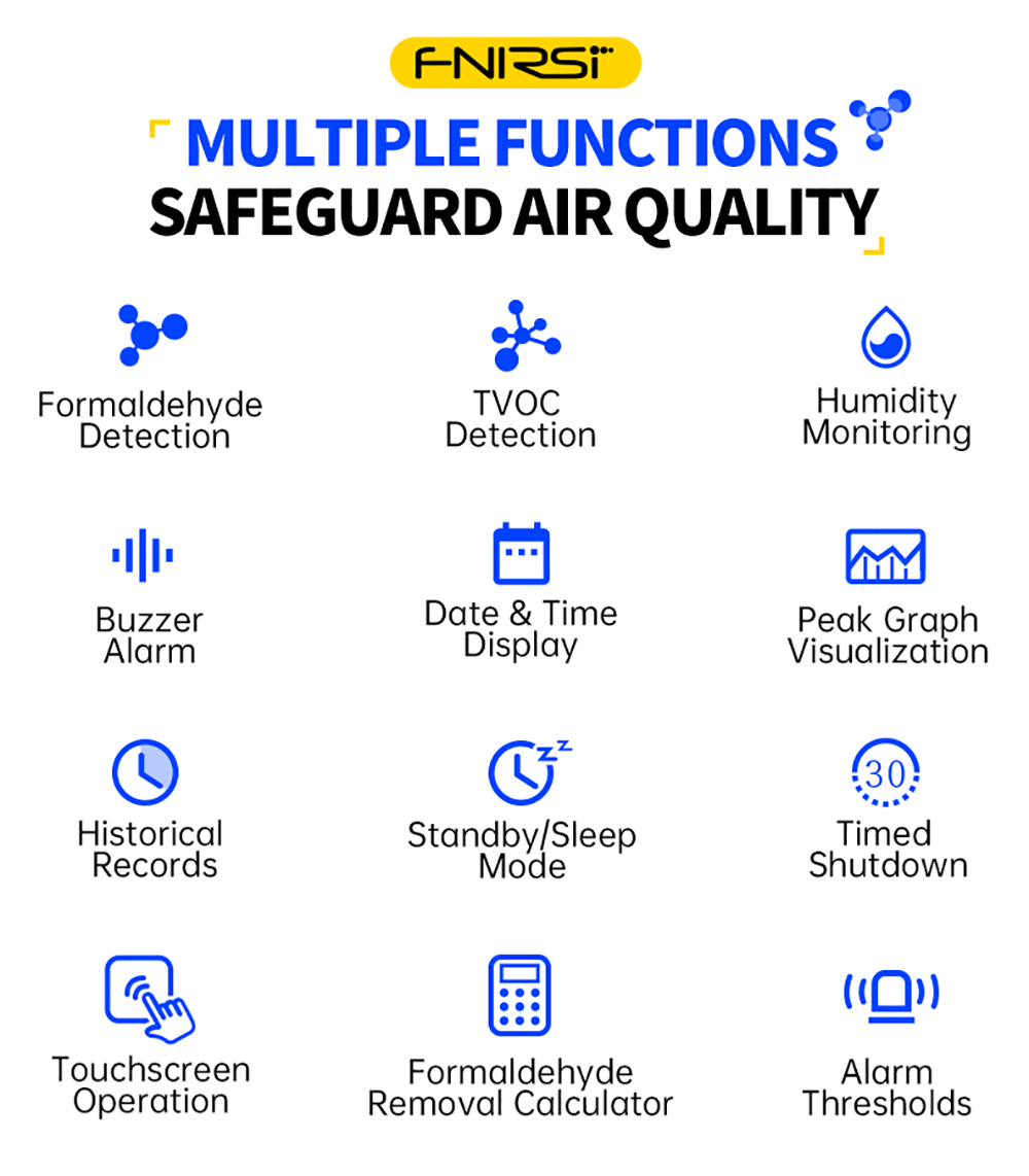 FNIRSI SFD02 4-in-1 Air Quality Monitor, Formaldehyde Detector, HCHO TVOC Temp Tester
