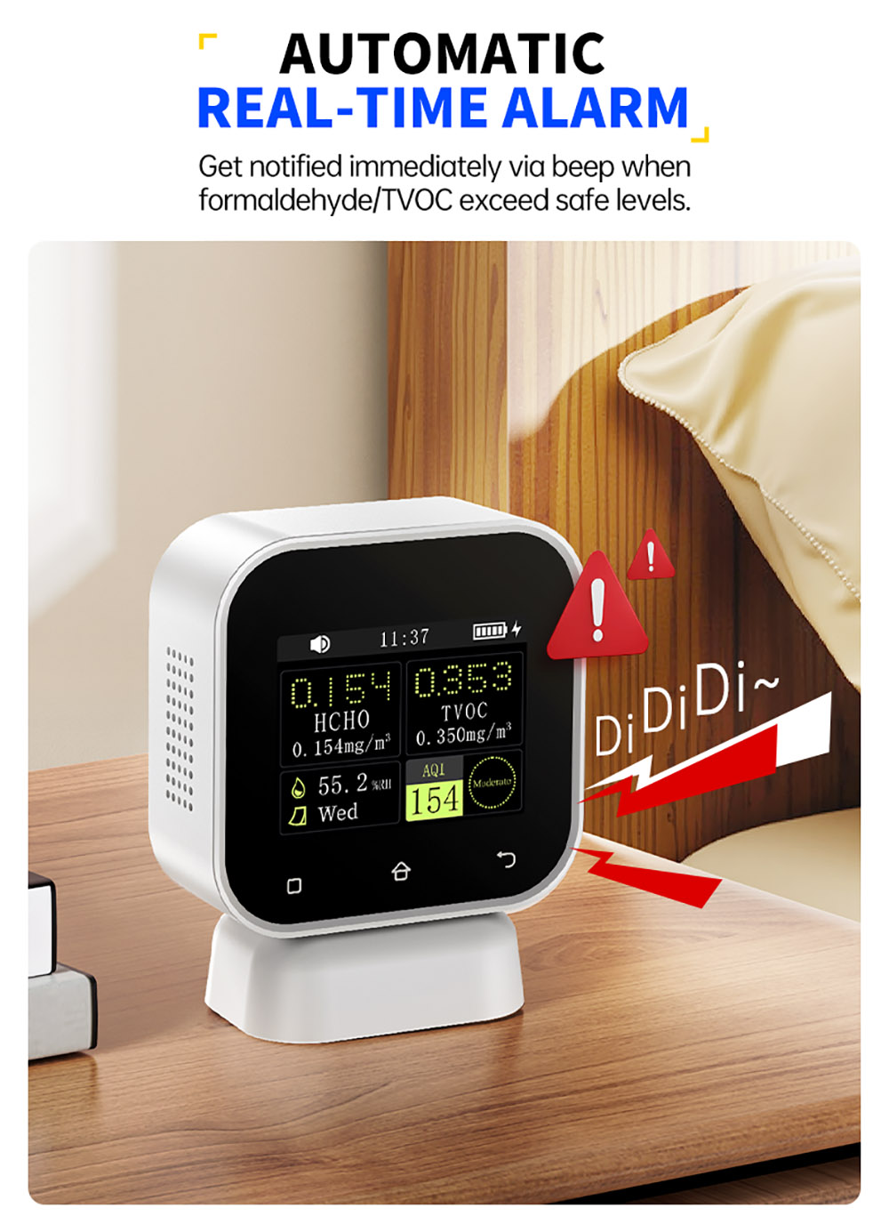 FNIRSI SFD02 4-in-1 Air Quality Monitor, Formaldehyde Detector, HCHO TVOC Temp Tester