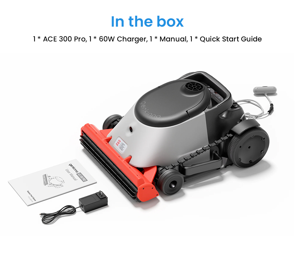 Genkinno ACE 300 Pro Akku-Poolroboter, 30 Min. Reinigung, Smart App, Selbstparken, W&auml;nde/Boden, f&uuml;r alle Pools