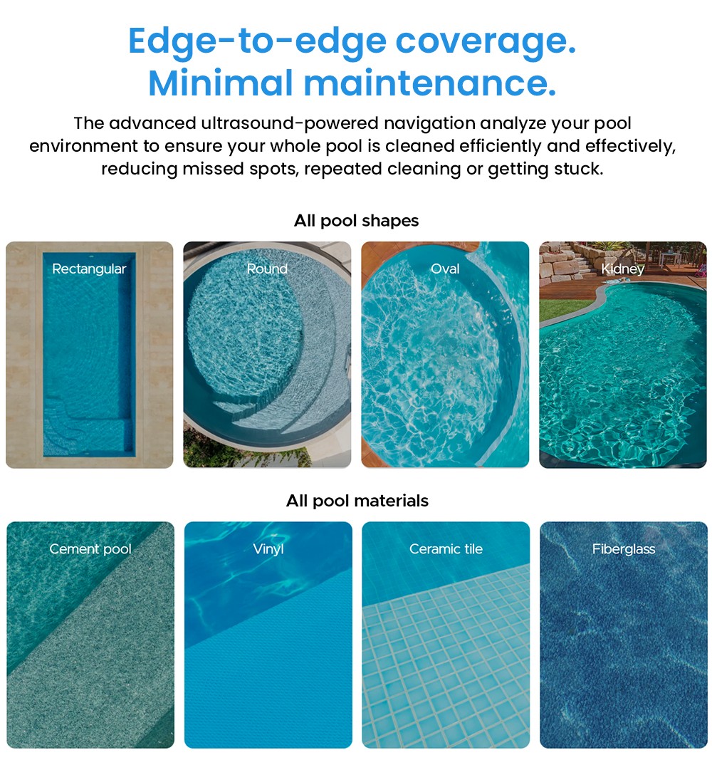 Genkinno ACE 300 Pro Akku-Poolroboter, 30 Min. Reinigung, Smart App, Selbstparken, W&auml;nde/Boden, f&uuml;r alle Pools