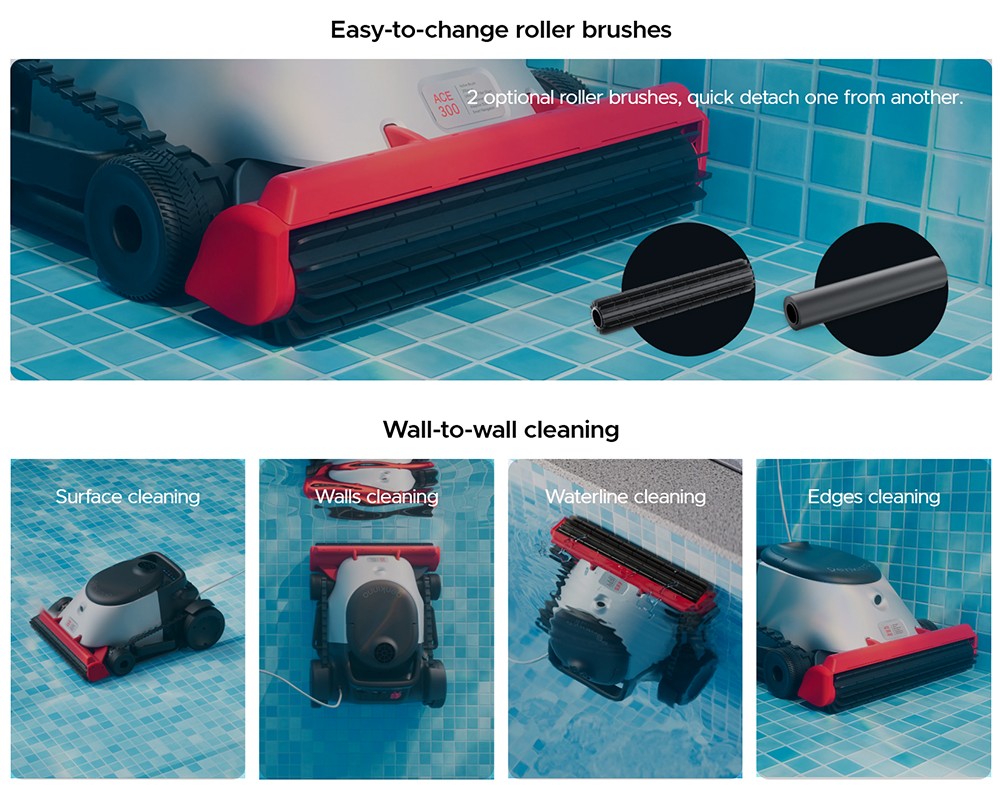 Genkinno ACE 300 Pro Akku-Poolroboter, 30 Min. Reinigung, Smart App, Selbstparken, W&auml;nde/Boden, f&uuml;r alle Pools