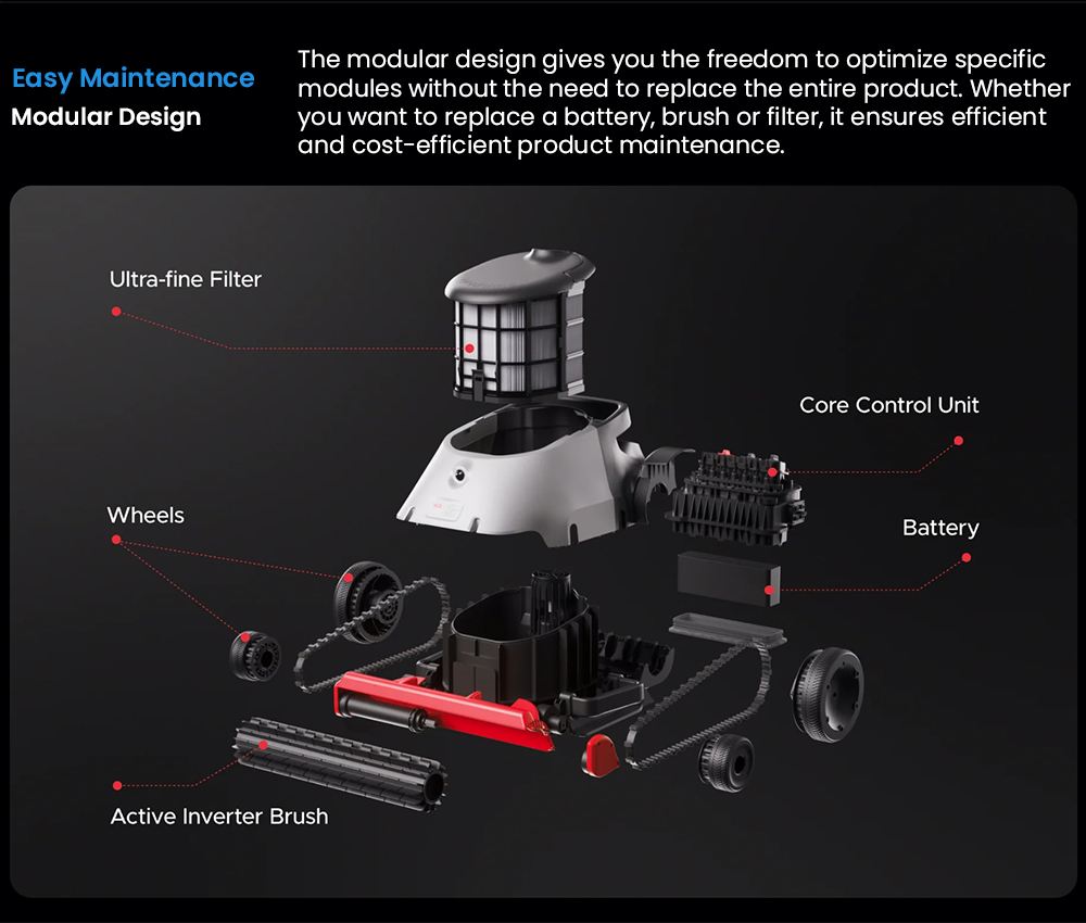 Genkinno ACE 300 Pro Cordless Robotic Pool Cleaner, 30min rýchle čistenie, ultraautomatický, inteligentná aplikácia, samočinné parkovanie, čistenie stien a podlahy, pre vnútrozemské a nadzemné bazény