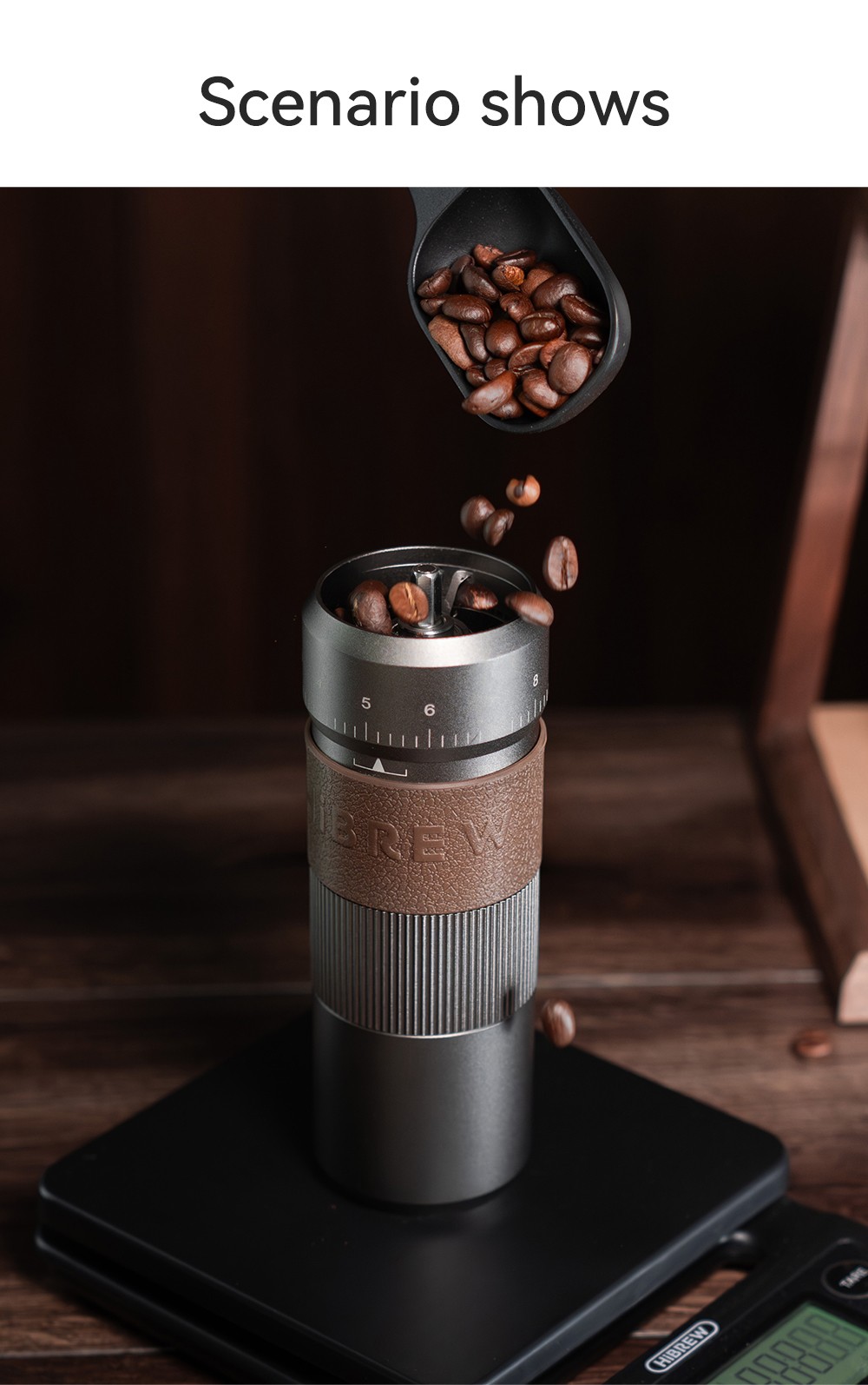 HIBREW G4B Manuálny mlynček na kávu, nastaviteľné nastavenie mletia, pre domácnosť, kanceláriu a vonkajšie použitie