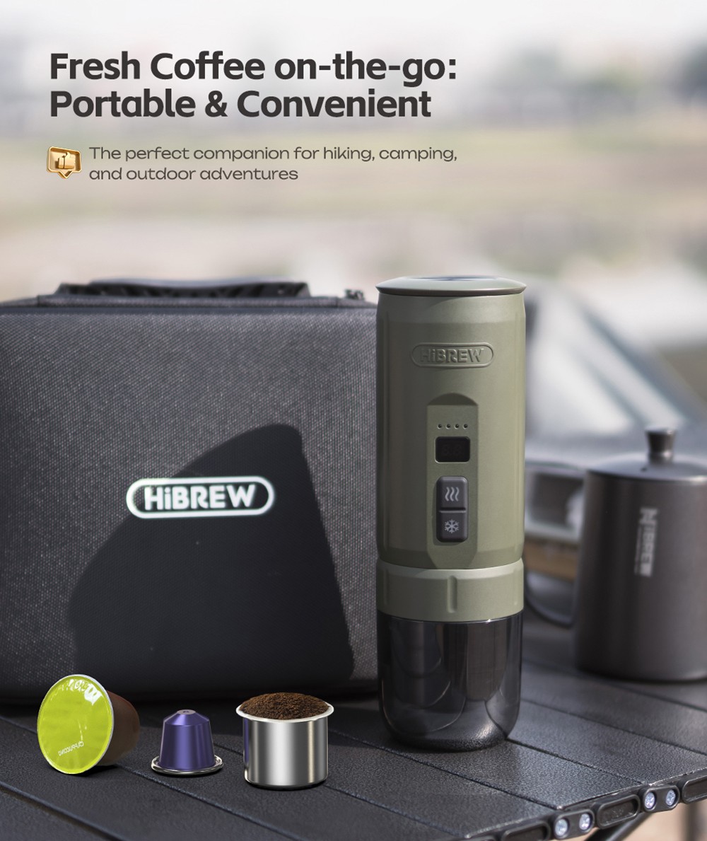 HIBREW H4C Prenosný espresso kávovar, ručný manuálny kávovar na kempovanie, cestovanie a domáce použitie, zelený - Explorer