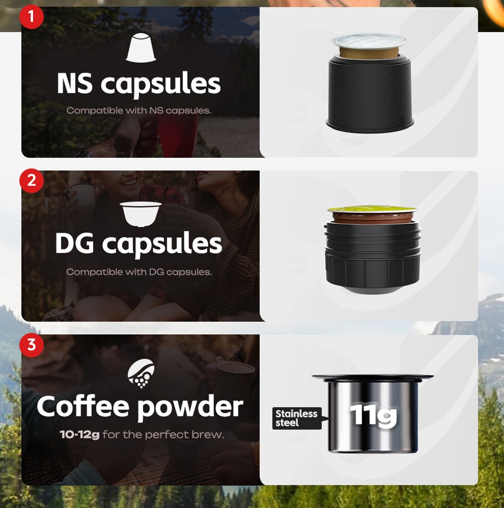 HIBREW H4C Prenosný espresso kávovar, ručný manuálny kávovar na kempovanie, cestovanie a domáce použitie, zelený - Explorer