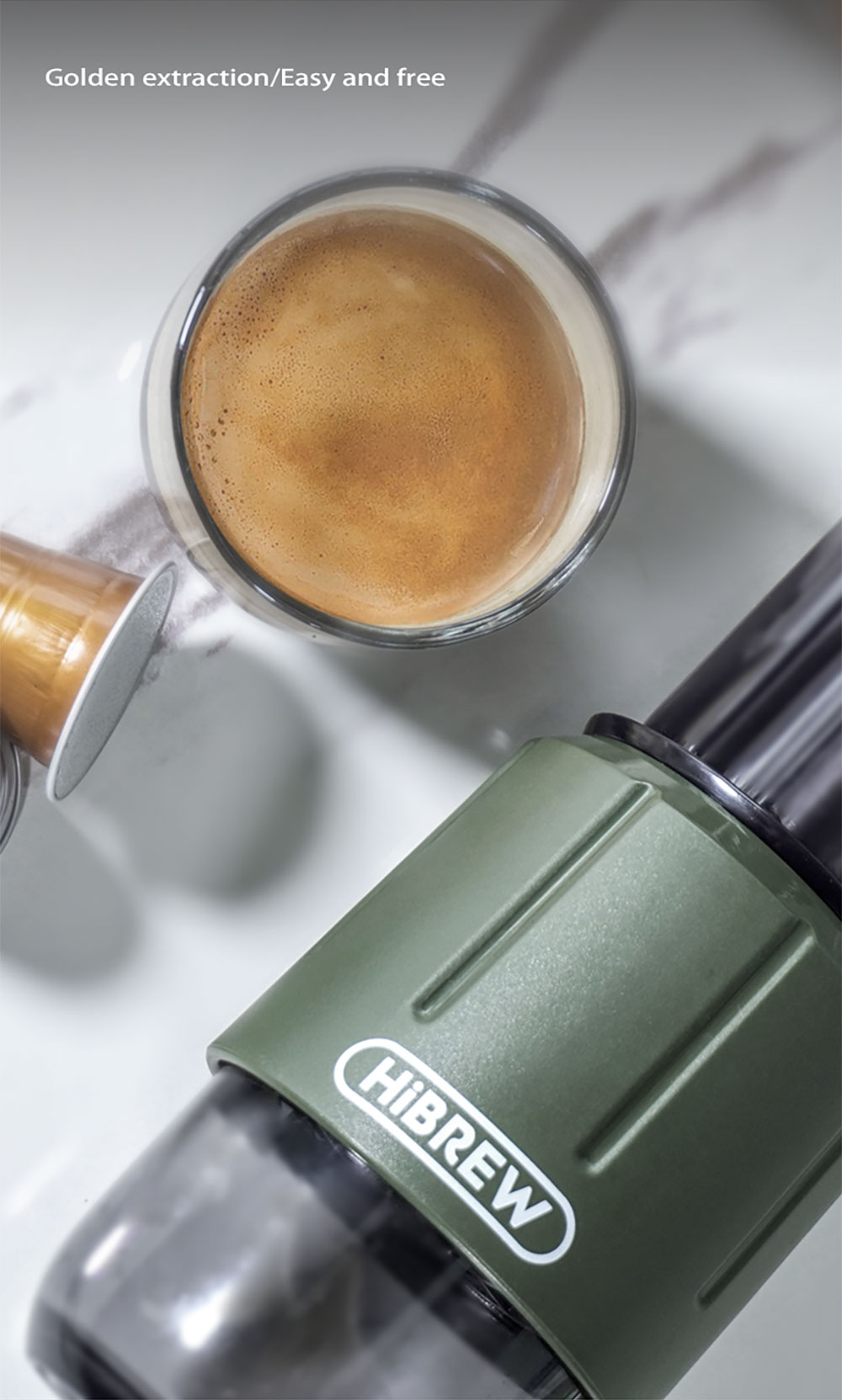 HiBREW H4D 2-v-1 prenosný kávovar na espresso, ručný lis na kávové kapsule a mletú kávu, kávovar na horúcu/studenú kávu na cesty a domáce použitie