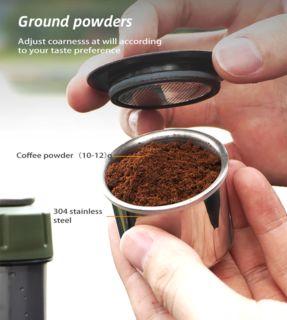 HiBREW H4D 2-v-1 prenosný kávovar na espresso, manuálny ručný lis na kávové kapsule a mletú kávu, kávovar na horúcu/studenú kávu na cesty a domáce použitie