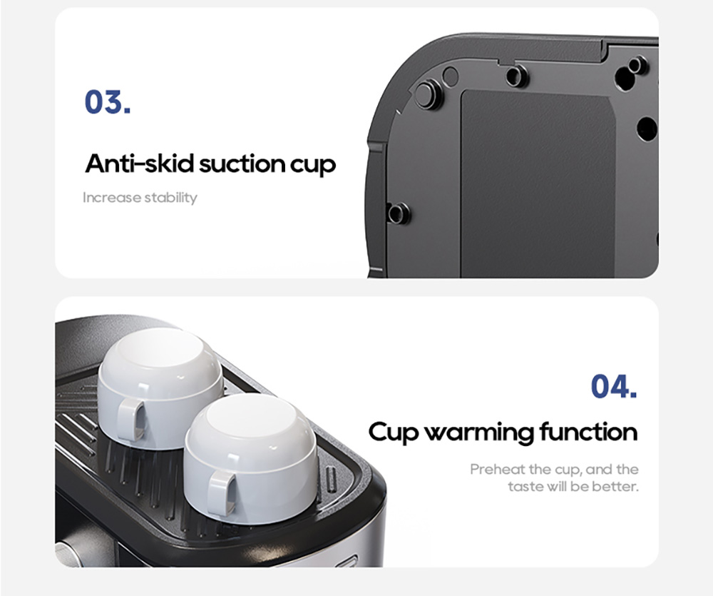 Poloautomatický kávovar HIBREW H5A, 1.Zásobník na vodu s objemom 2 l, 15 barov &; Smart Brew