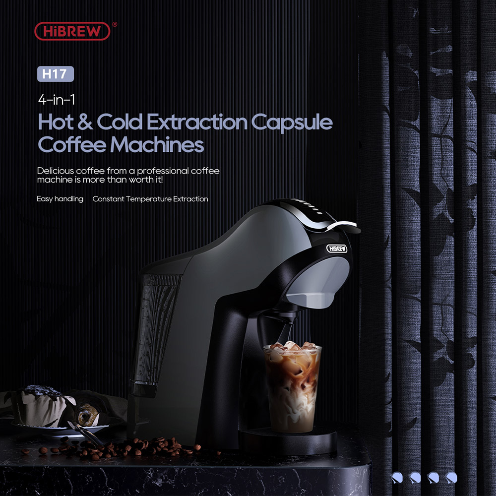 HiBREW H17 4-in-1-Kapselkaffeemaschine, Kalt- und Hei&szlig;br&uuml;hen, 20-Bar-Extraktion, 7 Wasserstufen, Touch-Steuerung