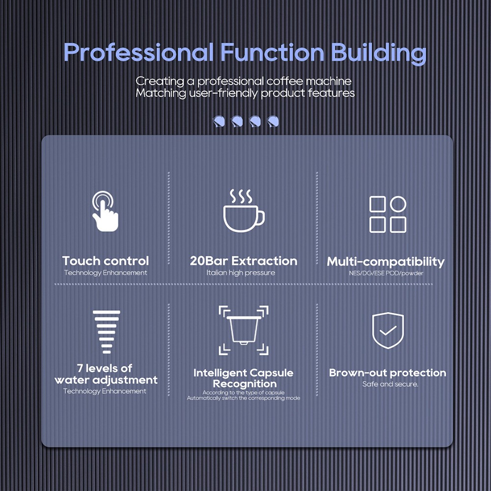 HiBREW H17 4-in-1-Kapselkaffeemaschine, Kalt- und Hei&szlig;br&uuml;hen, 20-Bar-Extraktion, 7 Wasserstufen, Touch-Steuerung