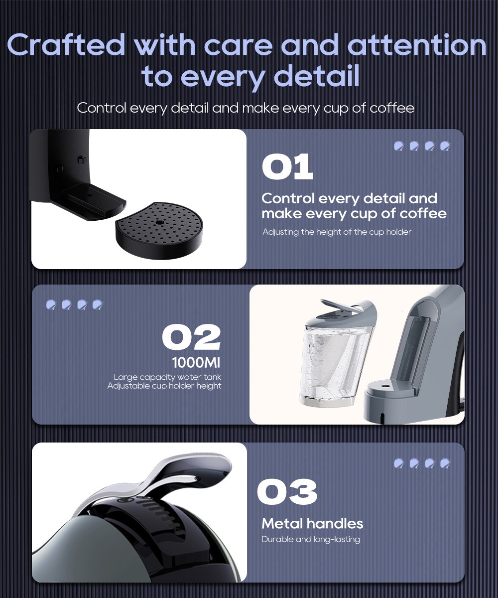 HiBREW H17 4-in-1-Kapselkaffeemaschine, Kalt- und Hei&szlig;br&uuml;hen, 20-Bar-Extraktion, 7 Wasserstufen, Touch-Steuerung